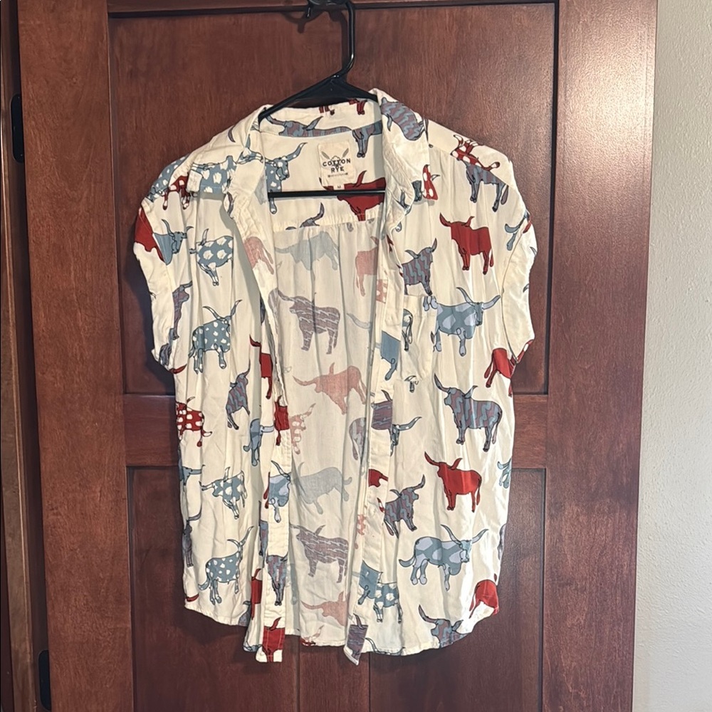 Colorful Animal Print Button-Up Shirt